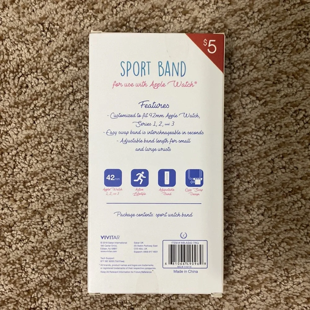 42” Apple Watch 1, 2, and 3 Turquoise Sport Band - One Size